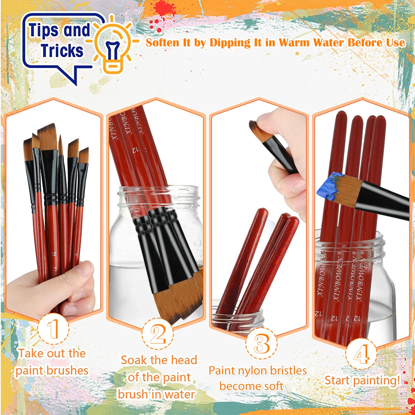 TSV Paint Brushes Set, 18/10 Pcs Acrylic Nylon Hair Art Brushes,  Professional Artist Paint Brushes for Oil Watercolor Painting, Face Body Model Paint, Nail Art, Miniature Detailing, Rock Painting