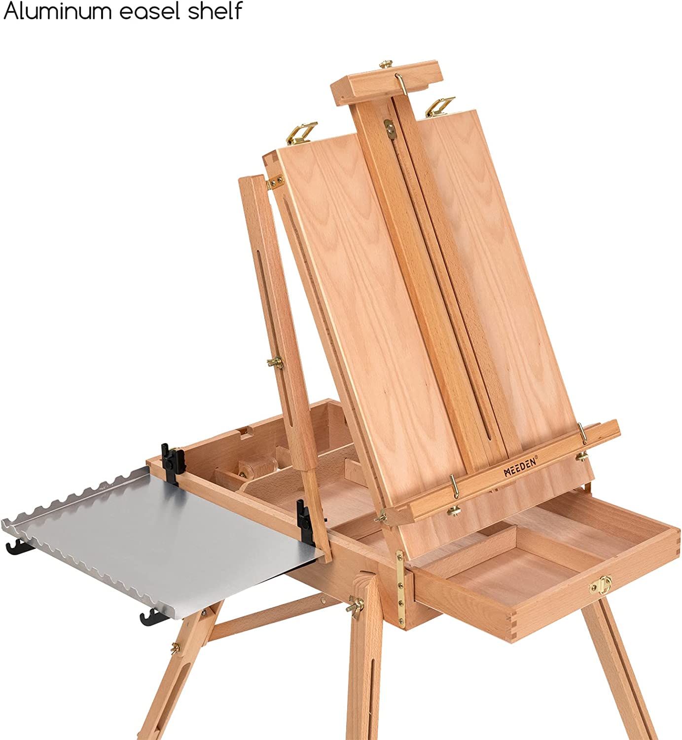 MEEDEN French Tripod Easel, Large Wooden French Style Easel Field and Studio Portable Easel with Sketchbox, Drawer, Beechwood