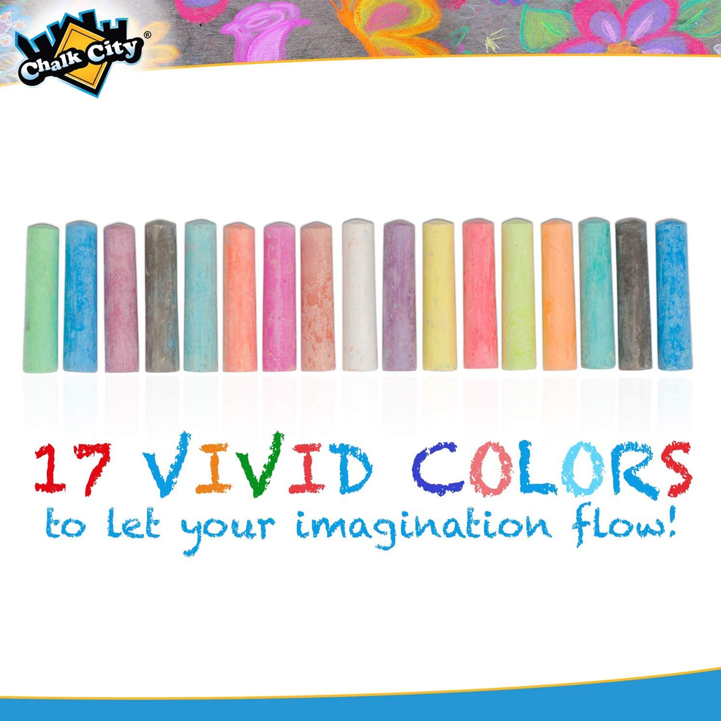 Chalk City Sidewalk Neon Chalk for Kids Washable Outdoor Jumbo Chalks Bucket 136 Count