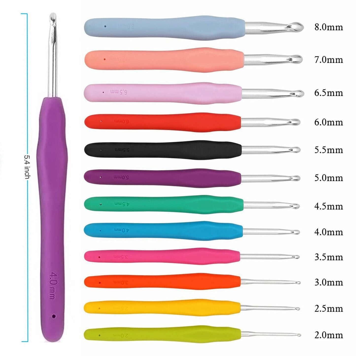 12pcs EEEkit Ergonomic Handle Crochet Hooks Set Soft Needles Crafts Sewing Knitting Hooks Tool for Arthritic Hands (2mm-8mm)