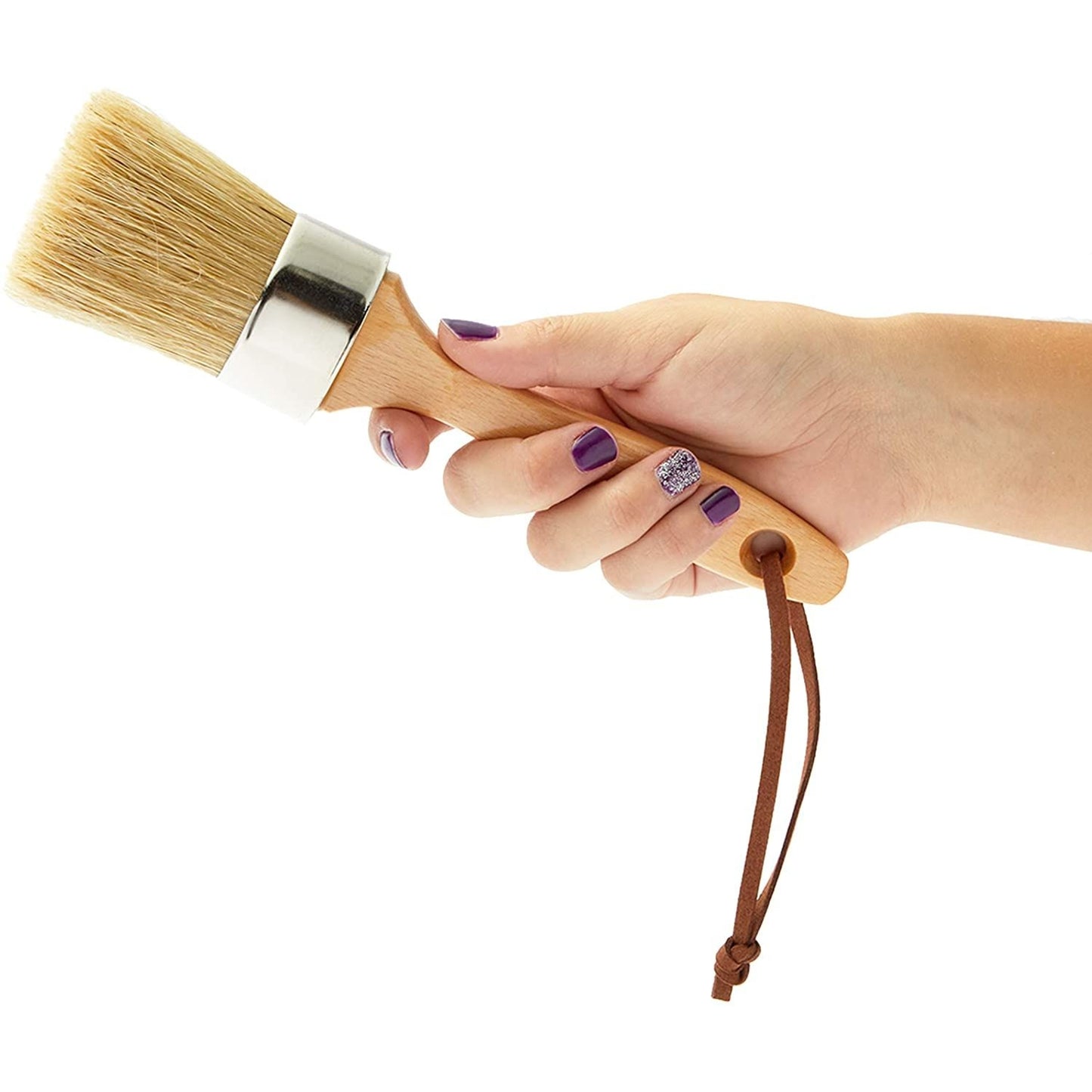 6-Piece Wax and Chalk Paint Brush Set for Furniture Waxing Painting, Natural Boar Bristle