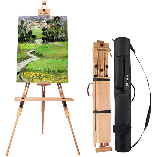 MEEDEN Tripod Portable Field Easel Stand, Artist Wooden Easel for Adults Painting with Carry Bag, Adjustable Art Easel Hold Canvas up to 44"