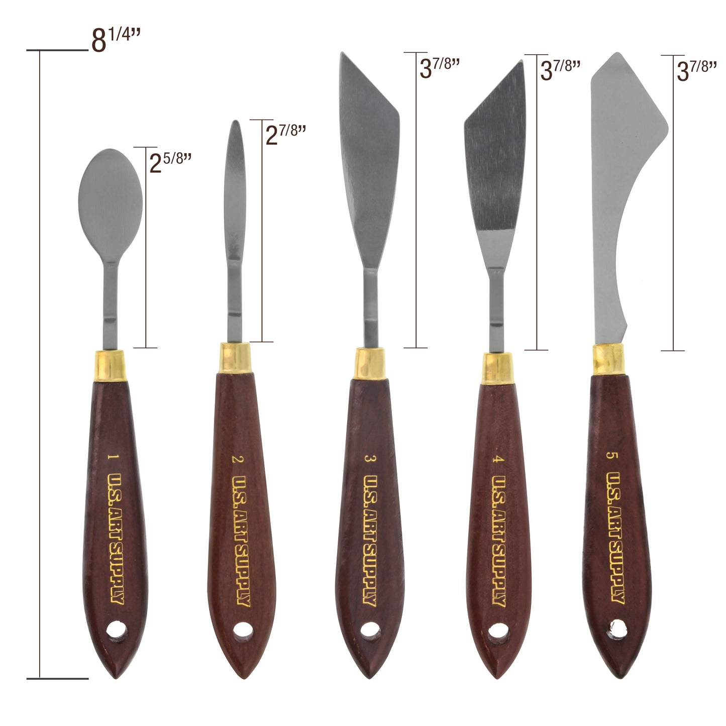 U.S. Art Supply 5-Piece Artist Stainless Steel Palette Knife Set