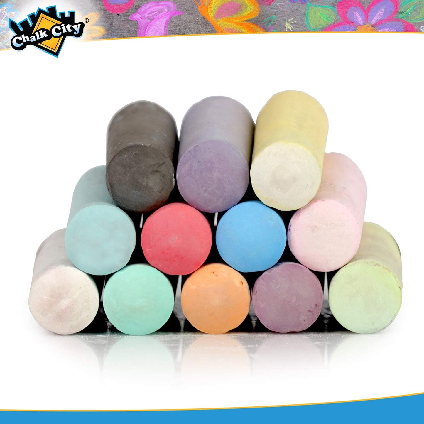Chalk City Sidewalk Neon Chalk for Kids Washable Outdoor Jumbo Chalks Bucket 136 Count