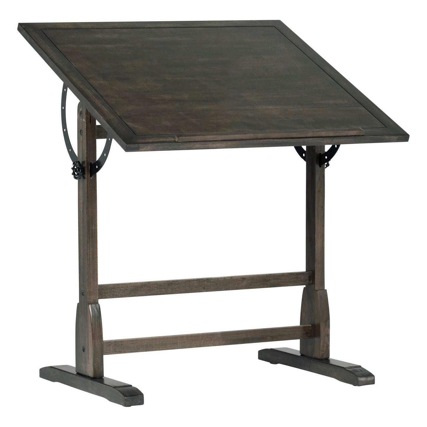 Vintage Solid Wood Drawing, Drafting Table with 36" Adjustable Tilting Top, 36''W x 24''D, Distressed Black