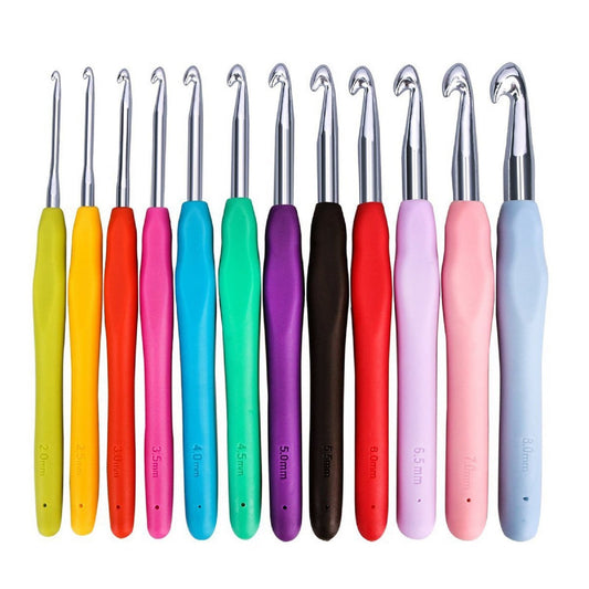 12pcs EEEkit Ergonomic Handle Crochet Hooks Set Soft Needles Crafts Sewing Knitting Hooks Tool for Arthritic Hands (2mm-8mm)