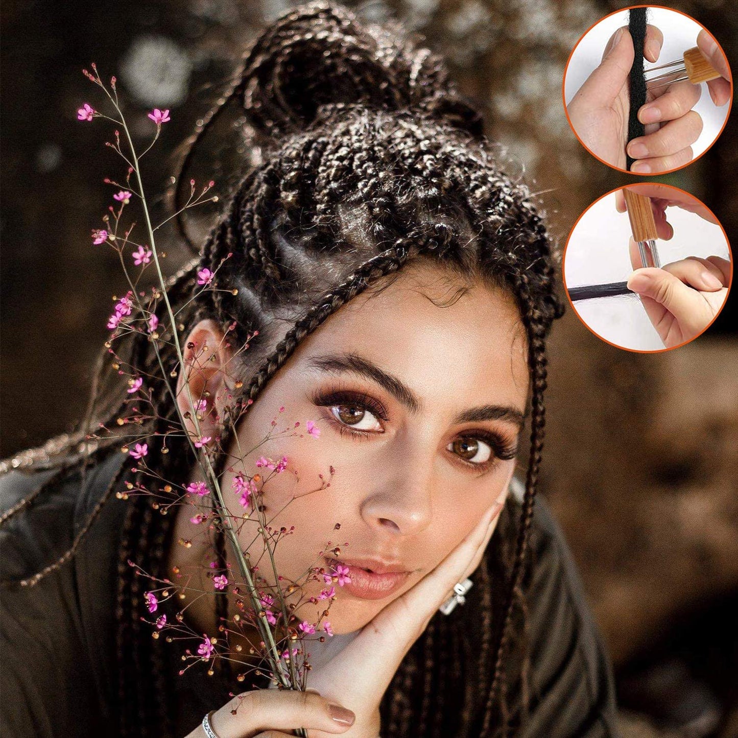 11pcs Dreadlocks Crochet Hooks Set, EEEkit 0.5mm 0.75mm Dreadlock Weaving Needle, Steel Crochet Hook with Bamboo Handle Interlocking Needles